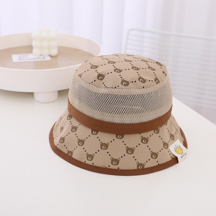 Summer Sunshade Wired Bear Print Children's Mesh Hat