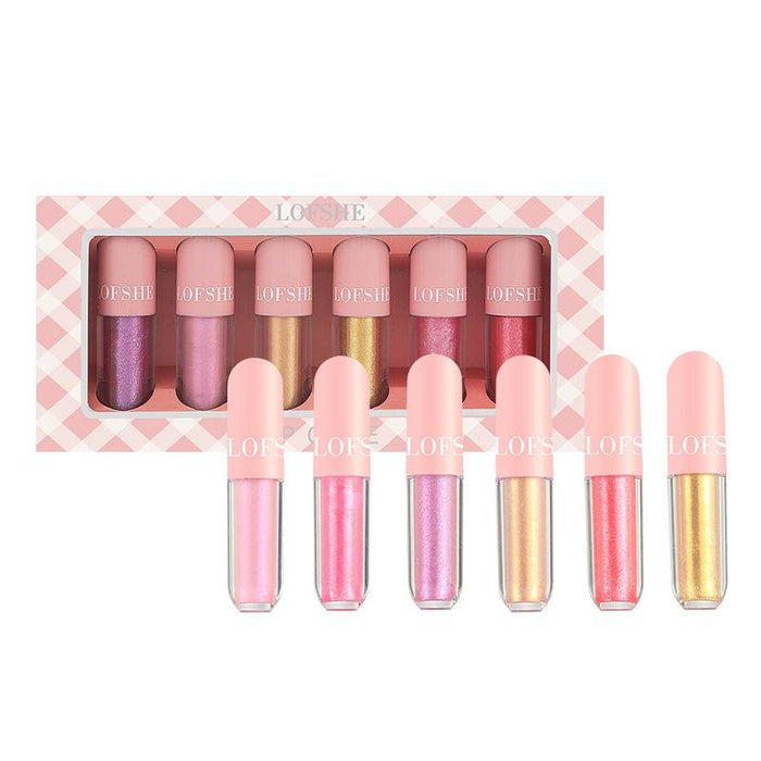 6-colour lip gloss cover box waterproof Lip Glaze