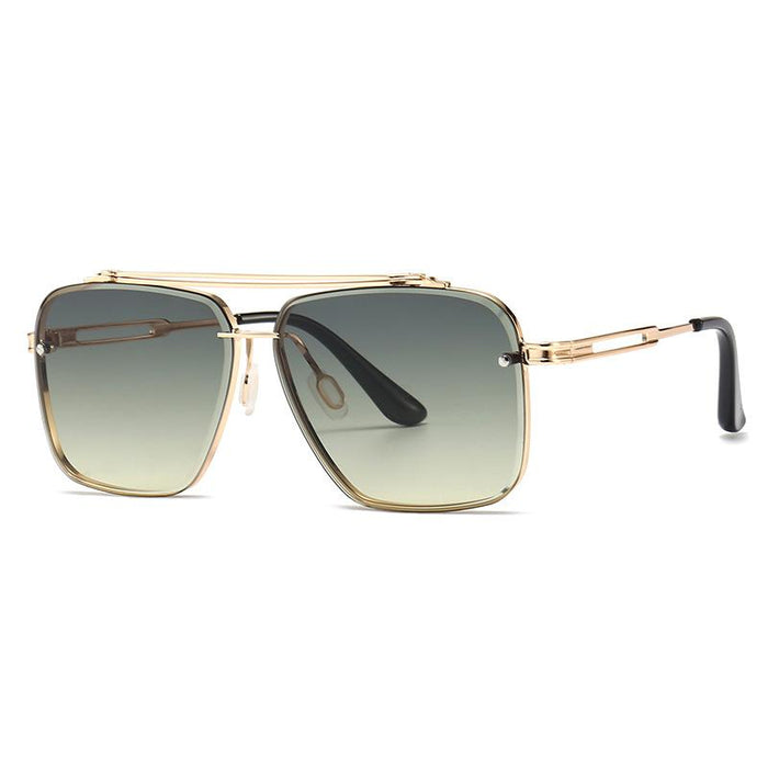 Men's and women's square metal double beam Sunglasses