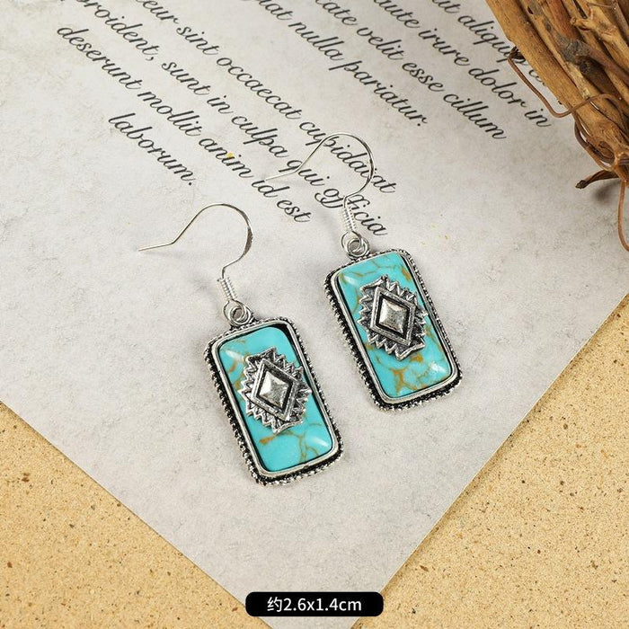 Multi-style Retro Earrings National Style Contrast Colorful Earrings