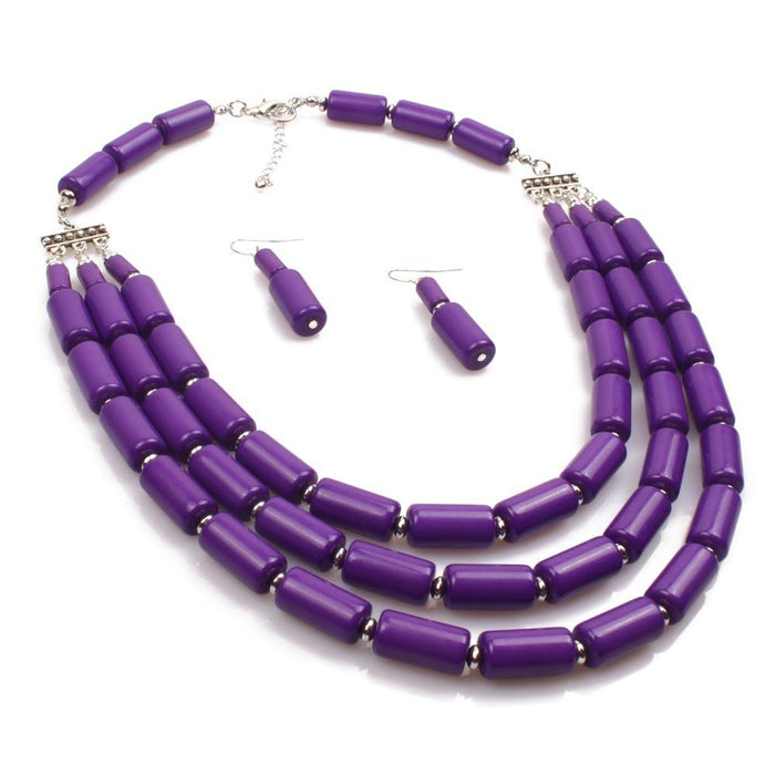 Women's Jewelry BEADED Three Piece Multi-layer Necklace Set