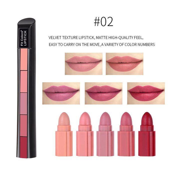 Matte 5-colour matte velvet lipstick