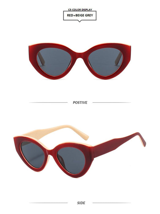 Contrast Cat Eye Sunglasses round frame