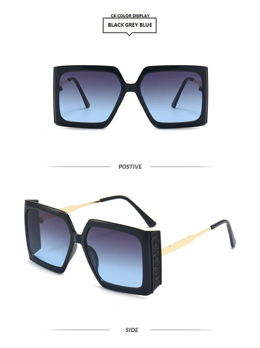 Square large frame Sequin light luxury Sunglasses