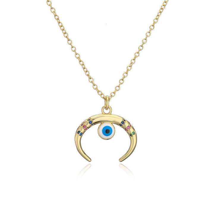 New Fashion Zircon Geometric Devil's Eye Necklace