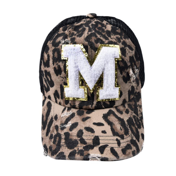 26 Letters Leopard Print Baseball Cap