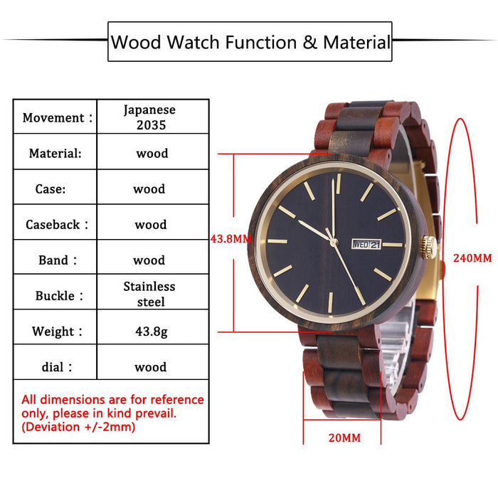 New Calendar Wooden Watch Men's Sports Watch Outdoor