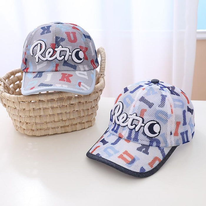 Summer 3D Embroidery English Alphabet Children's Mesh Hat