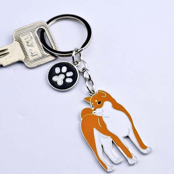 Multicolor Pet Dog Painted Zinc Alloy Keychain