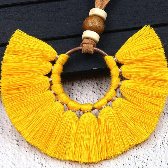 Scalloped Tassel Earrings Necklace Jewelry Set