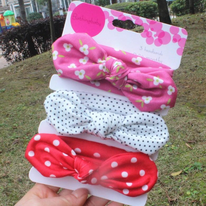 Children's Three Piece Printed Butterfly Hair Band Rabbit Ear Headdress