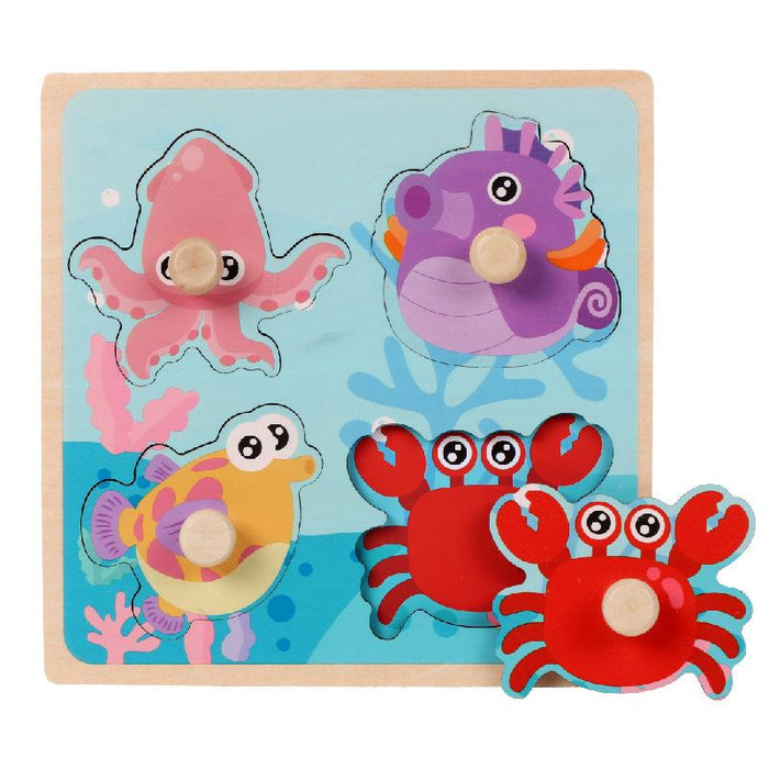 Wooden Children's Wooden Nail Hand Grab Board Jigsaw Puzzle Toy