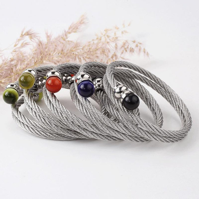 New Fashion Simple Stainless Steel Elastic Twisted Bracelet Bangle