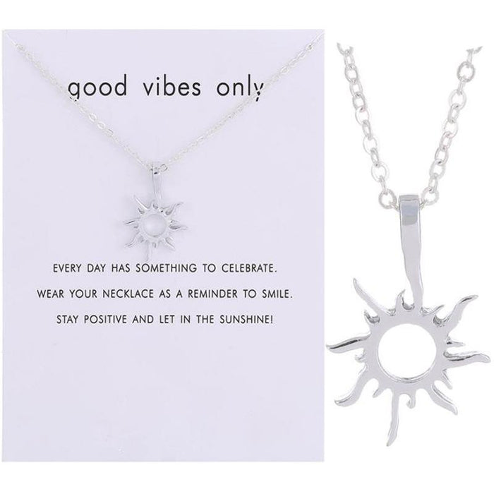 Golden Sun God Necklace Light Pendant Card Clavicle Chain