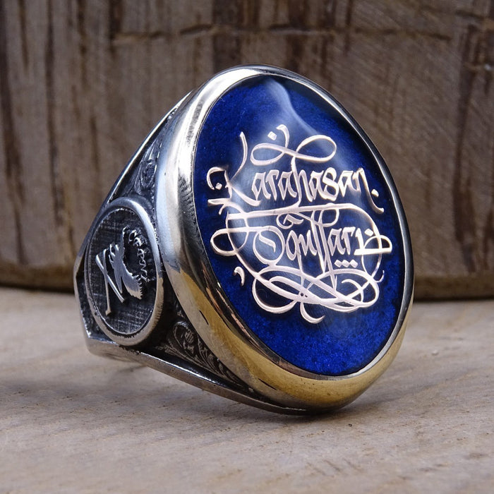 Arabic Eagle Totem Personalized Men's Ring