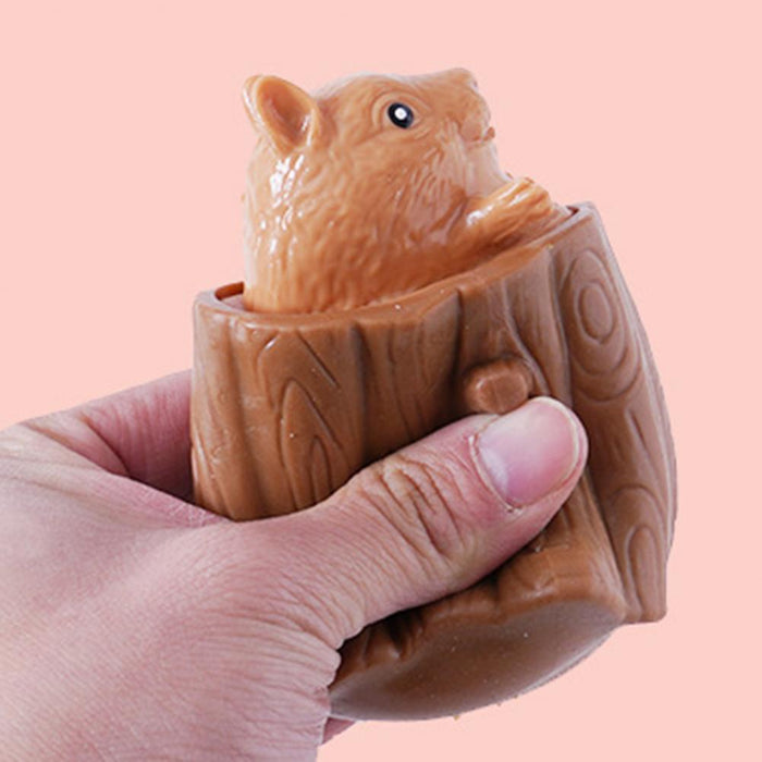 Cute animal squeeze squirrel cup decompression toy