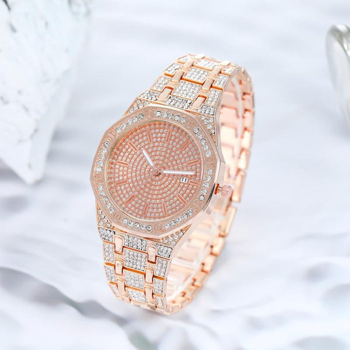 Women Watch Rhinestone Steel Quartz Fashion Wristwatch LLZ13888