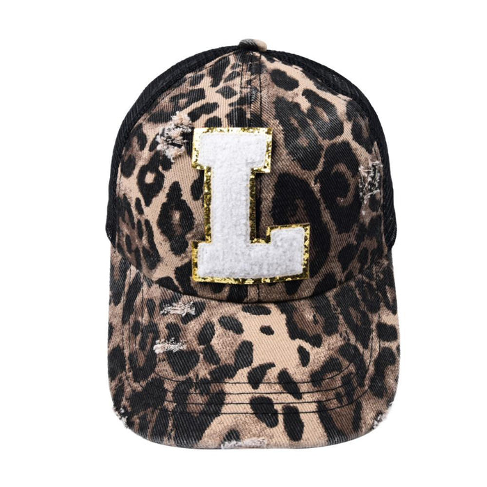 26 Letters Leopard Print Baseball Cap