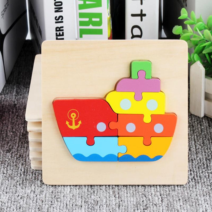 Children's Wooden Cartoon Animal Stereo Puzzle Toy