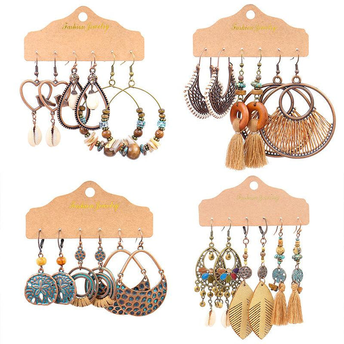 Geometric Bohemian National Style Fashion Big Circle Tassel Earrings