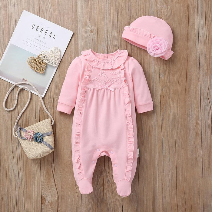 Female Newborn Cute Baby Jumpsuit With Hat