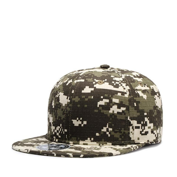 Camouflage colour Matching Flat Brim Hat Cotton Small Checkered Hat