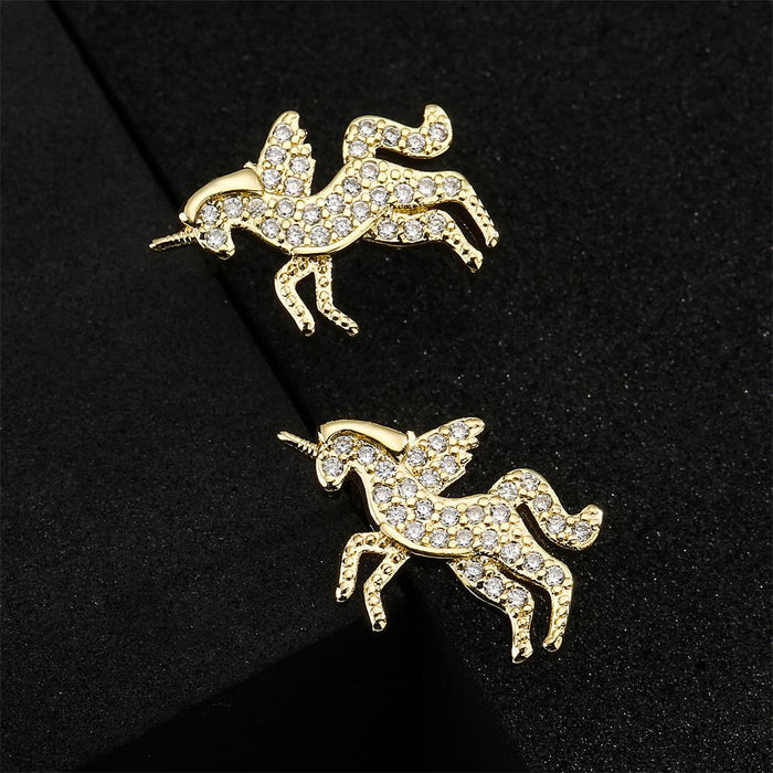 Fashion Personality Pop Unicorn Lady Animal Stud Earrings