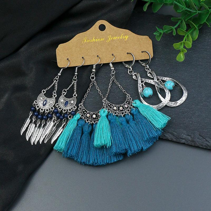 3 pairs/set Earrings Bohemian Style Jewelry X0X36217