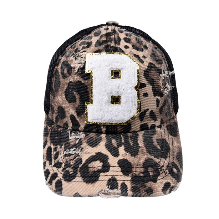 26 Letters Leopard Print Baseball Cap