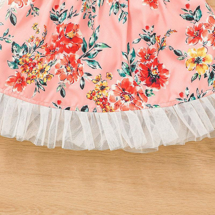 Girls Princess Flower Print Dress