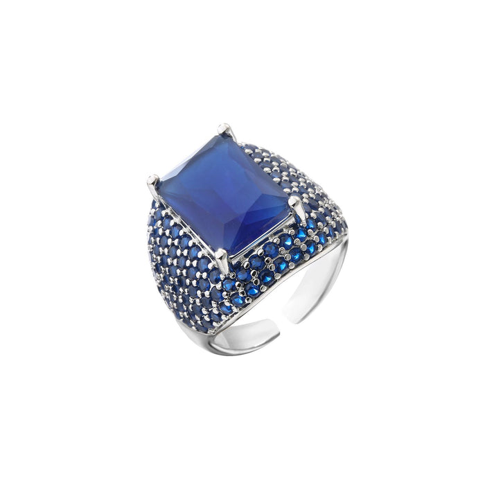 Colourful Square Zircon Inlaid Ring