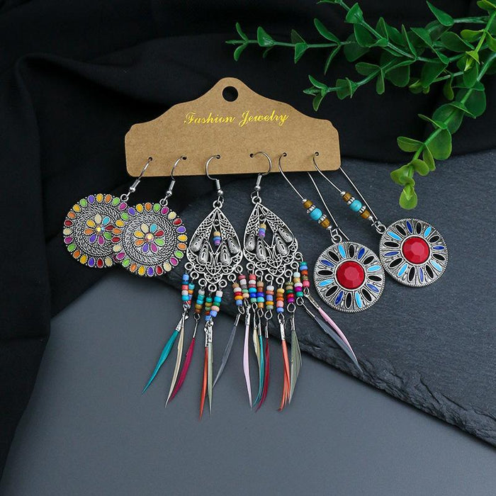 3 pairs/set Earrings Bohemian Style Jewelry X0X36217