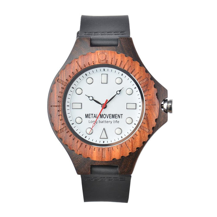 New Men's Large Dial Business Leisure Quartz Luminous Wooden Watch