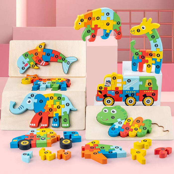 Wooden Early Childhood Education Three-dimensional Puzzle Building Block Toy