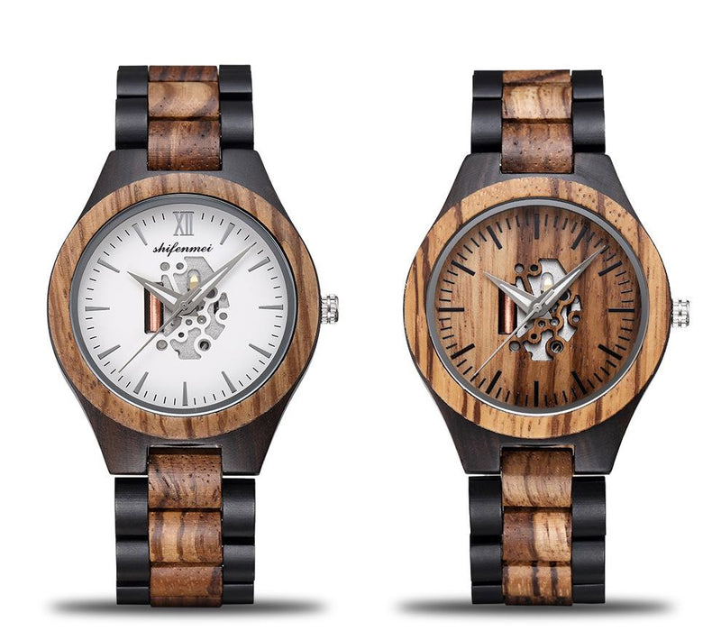 New Men's Hollow Wooden Watch Wooden Quartz Watch