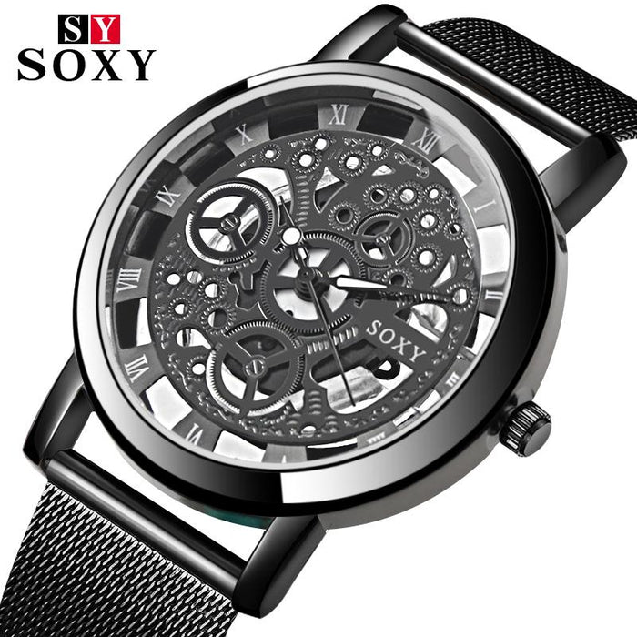 Hollow Steel Watches Men Retro Hombre Quartz Wrist Watch