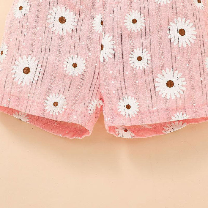 Little Girls Pink Flower Two Piece Clothing Set