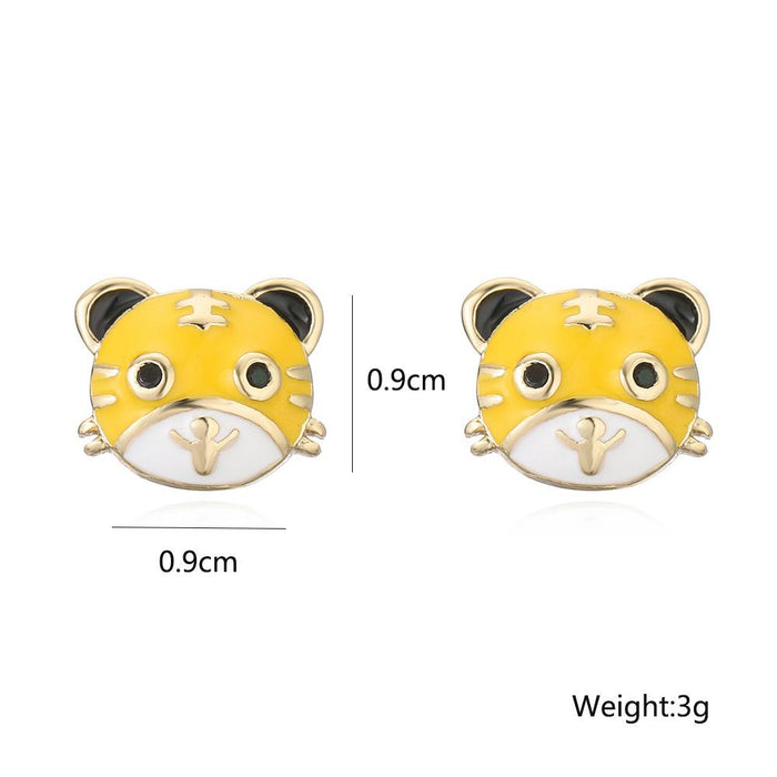 New Oil Dripping Personalized Little Tiger Female Earrings