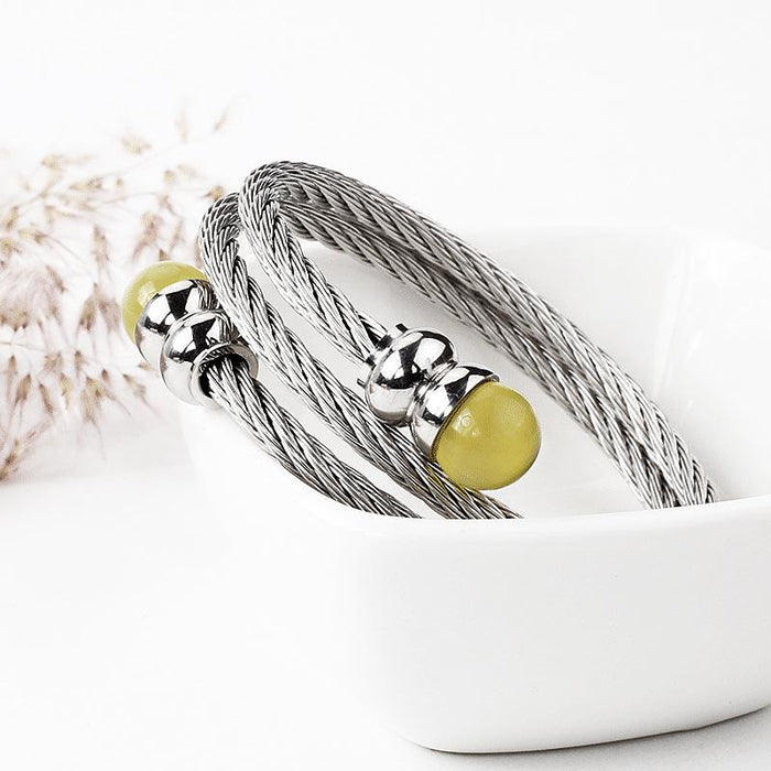 New Fashion Simple Stainless Steel Elastic Twisted Bracelet Bangle