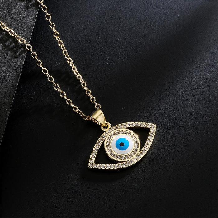 Women's Jewelry Dripping Oil Magic Eye Pendant Gold Color Necklace