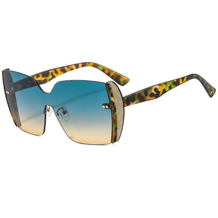 One piece half frame Sequin Sunglasses