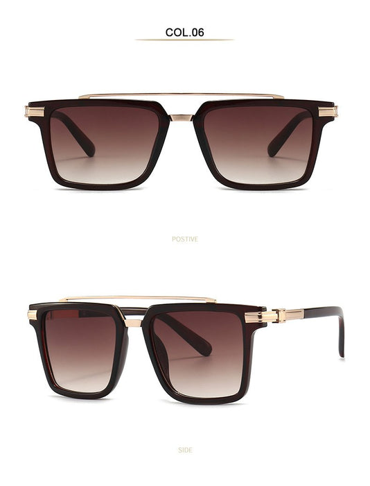 Men's and women's large frame square double beam Sunglasses