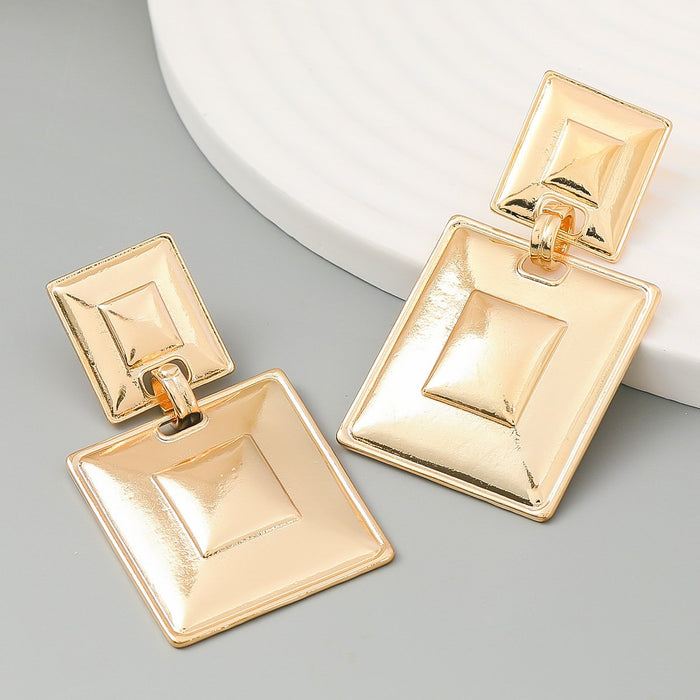 Geometric Simple Multi-layer Alloy Electroplating Earrings