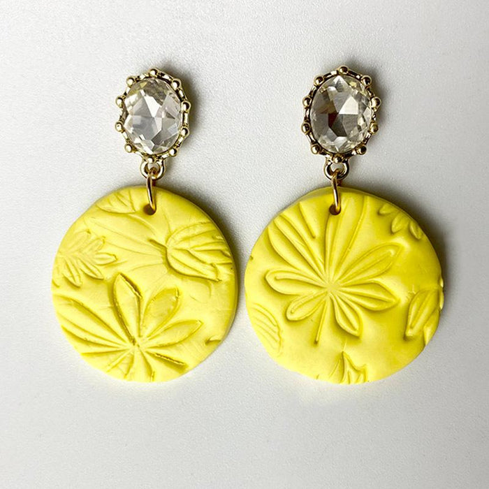 Hand Made Soft Pottery Earrings and Earrings with Embossed Flowers