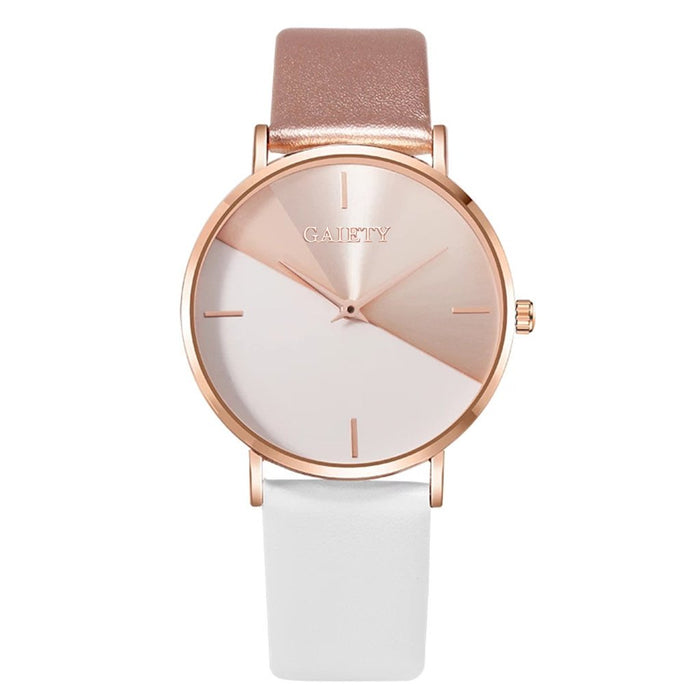 Ladies Two-color Simple Watch Versatile Personality Quartz Watch