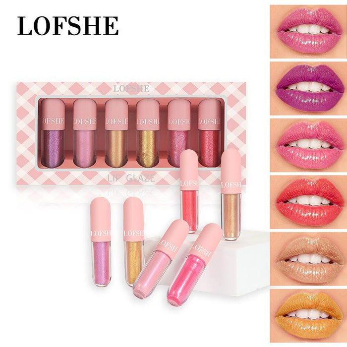 6-colour lip gloss cover box waterproof Lip Glaze