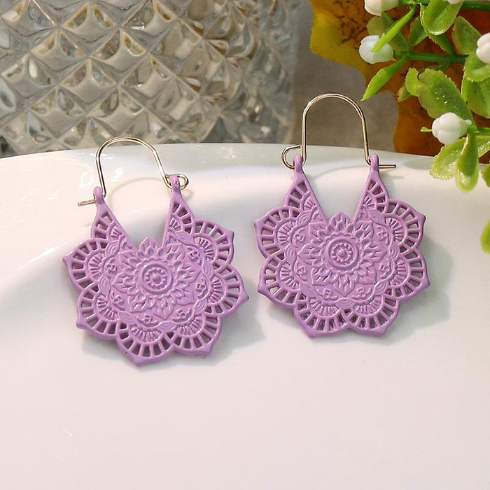 Simple Color Rose Candy Color Geometric U-shaped Earrings Female