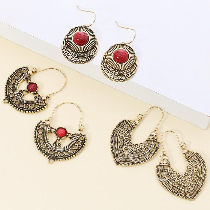 Ethnic Style Female Bohemian Court Style U-shaped Earrings Jewelry