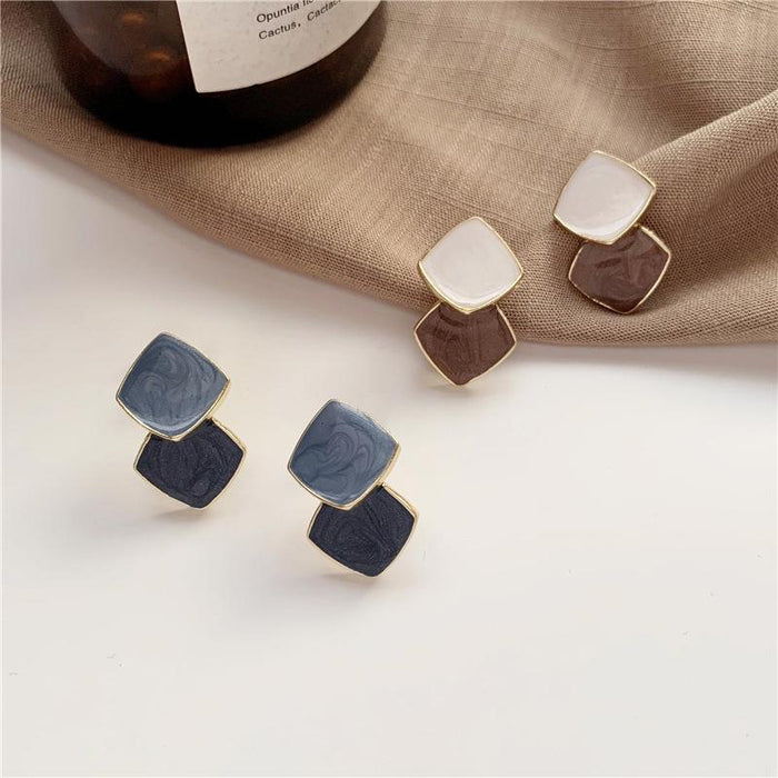 Stitched Contrast Stud Earrings