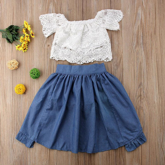 Off Shoulder Top Shorts dovetail skirt three piece set